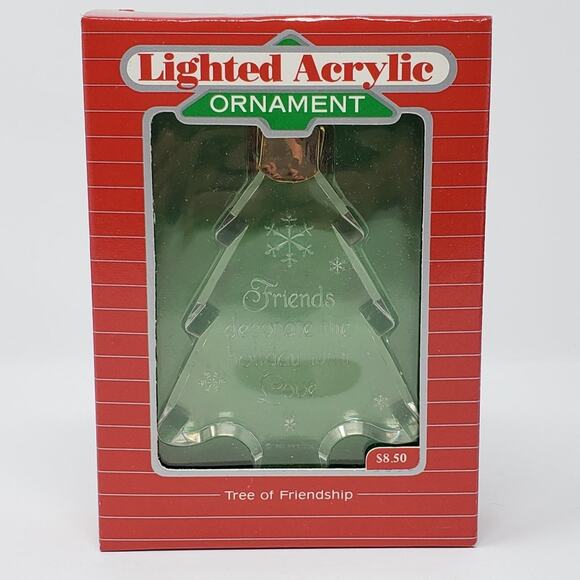 1988 Hallmark Tree of Friendship Lighted Acrylic Holiday Christmas Ornament. - Picture 1 of 7